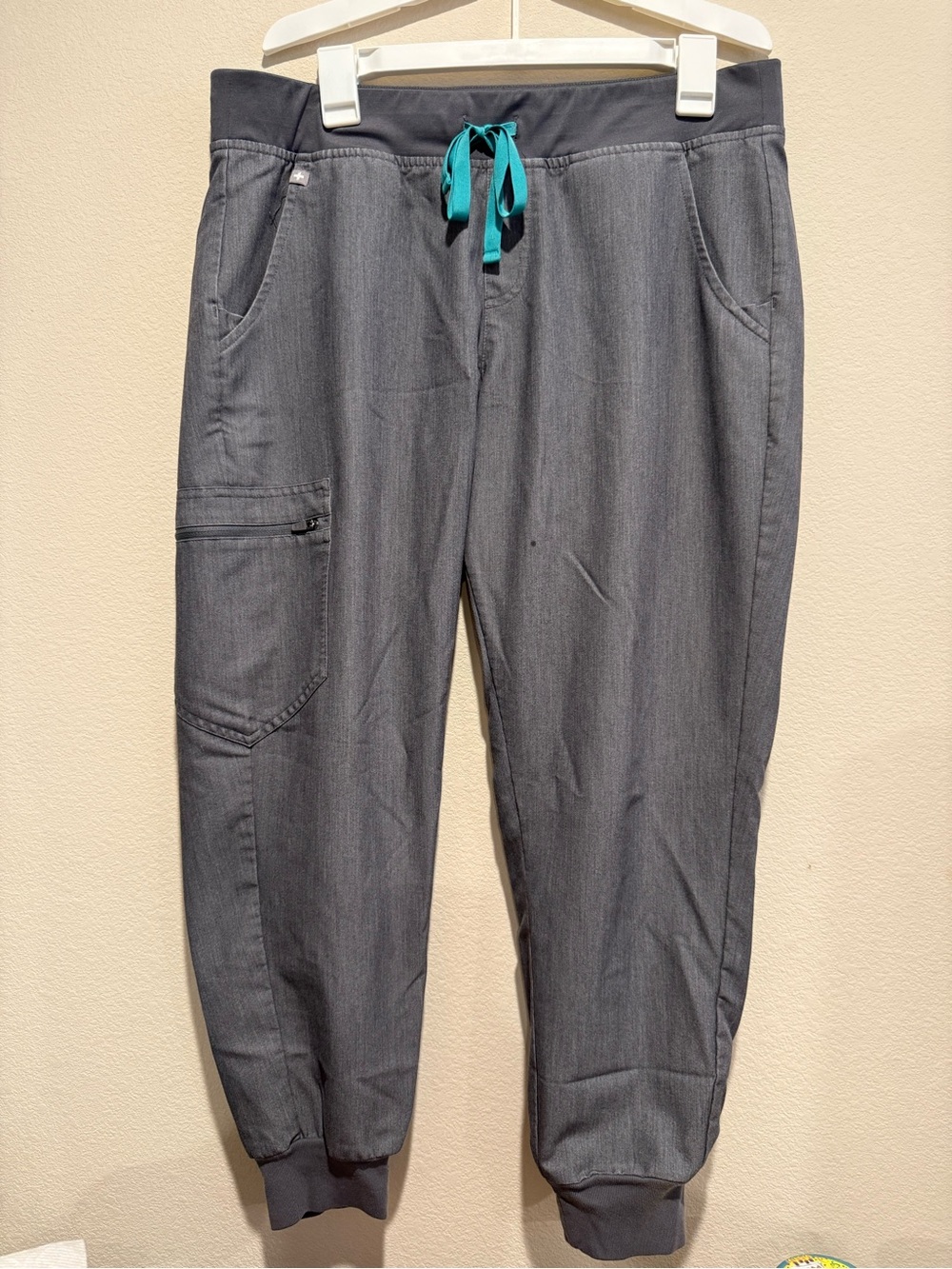 Figs Women’s Dark Gray Joggers with Teal Drawstring